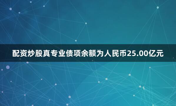 配资炒股真专业债项余额为人民币25.00亿元